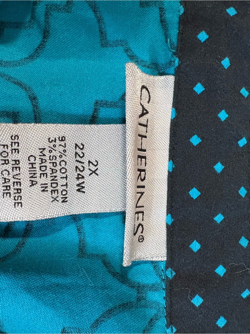 2X Catherines Teal & Black Geometric Button-Up Shirt.Colorful Slenderizing!#Arts - Picture 11 of 12
